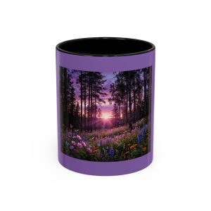 Sunset Forest Wildflower Scene Mug | Accent Coffee Mug 11oz 15oz